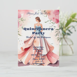 Invitation Fête de la Quinceanera aquarelle