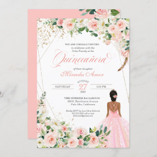 Invitation Fête de la Quinceanera Florale Roses Roses Roses R