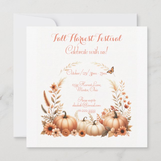 Invitation Fête de la récolte d'automne (Devant)