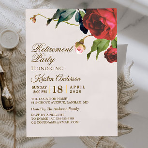 Invitation Fête de la retraite de la famille royale rouge bei