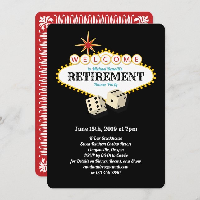 Invitation Fête de la retraite de Las Vegas (Devant / Derrière)