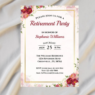 Invitation Fête de la retraite des femmes Élégant bouquet flo