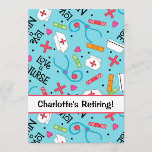 Invitation Fête de la retraite des infirmières Bleu Turquoise