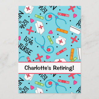 Invitation Fête de la retraite des infirmières Bleu Turquoise