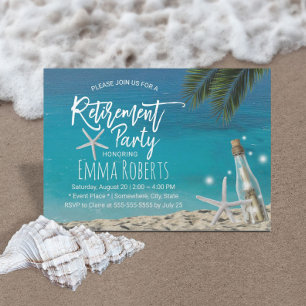 Invitation Fête de la retraite Tropical Starfish Beach Bottle