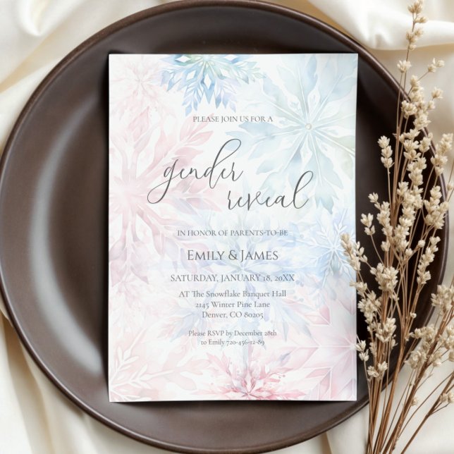 Invitation Fête de la révélation de genre d'hiver Pink Blue S (Créateur téléchargé)