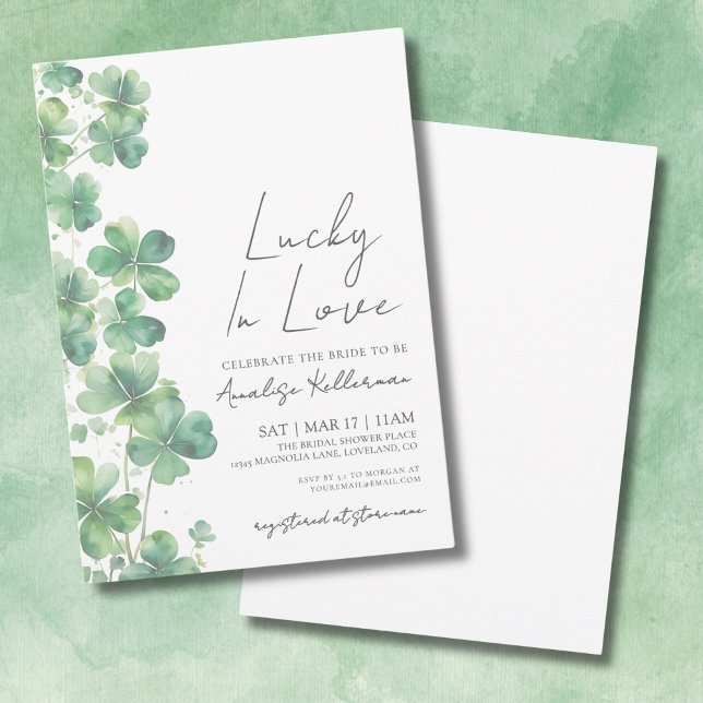 Invitation Fête de la Saint-Patrick Chanceux en amour : Récep (St. Patrick's Day Lucky In Love Bridal Shower Invitation)