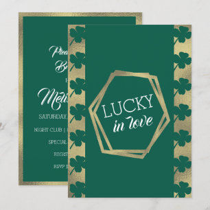 Invitation Fête de la Saint-Patrick Chanceux Mariée Verte Or