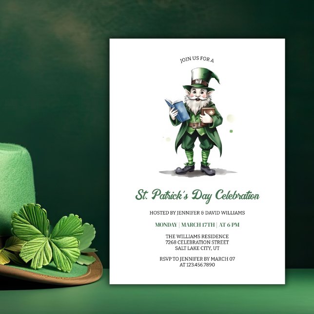 Invitation Fête de la Saint-Patrick du Leprechaun religieux (Religious Leprechaun St. Patrick's Day Party Invitation)