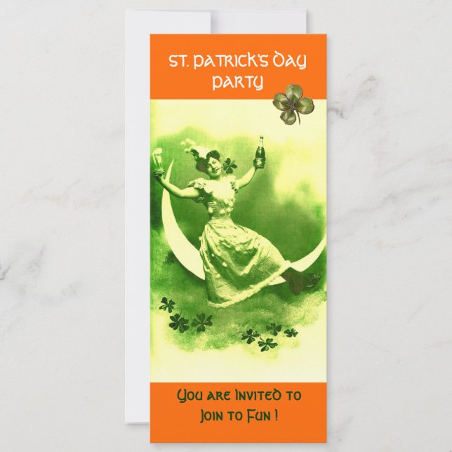 INVITATION FÊTE DE LA SAINT-PATRICK PARTIE LUNE DAME AUX TRÈF (Devant)