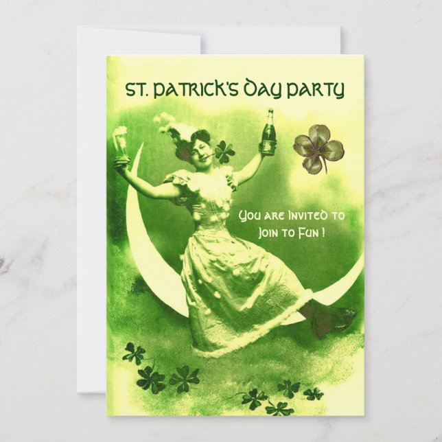 INVITATION FÊTE DE LA SAINT-PATRICK PARTIE LUNE DAME AUX TRÈF (Devant)