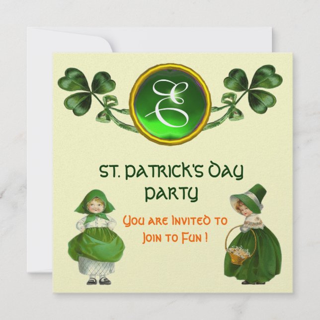 INVITATION FÊTE DE LA SAINT-PATRICK PARTIE VERT ÉMERALDE MONO (Devant)