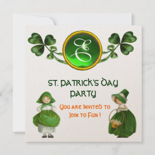 INVITATION FÊTE DE LA SAINT-PATRICK PARTIE VERTE MONOGRAMME É
