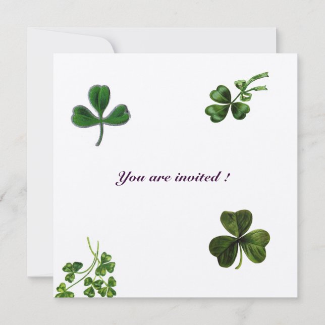 Invitation FÊTE DE LA SAINT-PATRICK shamrock champagne (Devant)