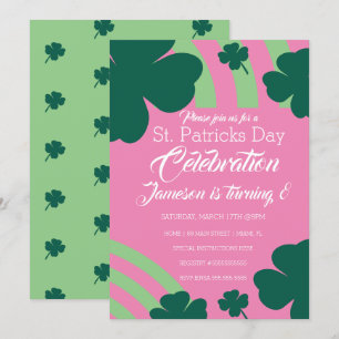 Invitation Fête de la Saint-Patrick Shamrock Vert Arc-en-ciel