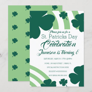 Invitation Fête de la Saint-Patrick Shamrock Vert Arc-en-ciel