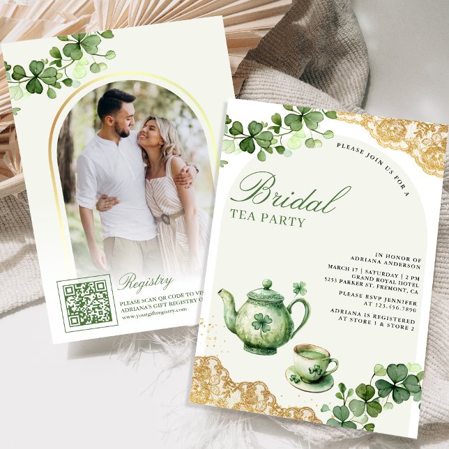 Invitation Fête de la Saint-Patrick Thé à la feuille de trèfl (Créateur téléchargé)
