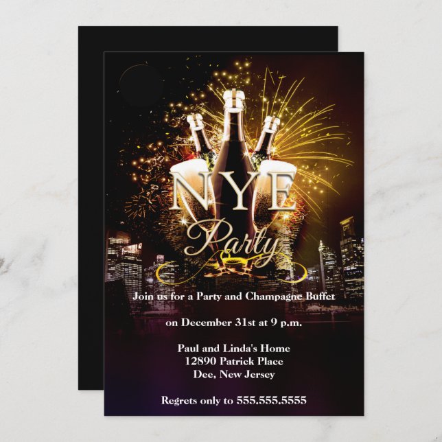 Invitation Fête de la Saint-Sylvestre (Devant / Derrière)