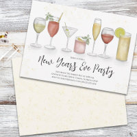 Fête de la Saint Sylvestre Aquarelle Cocktails