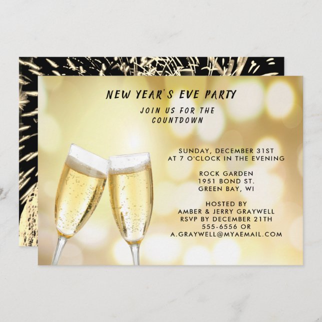 Invitation Fête de la Saint Sylvestre et feux d’artifice, ZRP (Devant / Derrière)