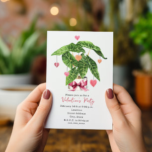 Invitation Fête de la Saint-Valentin à coeurs pour plantes d'