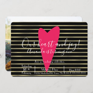 Invitation Fête de la Saint-Valentin Anniversaire Cœur Rayé F