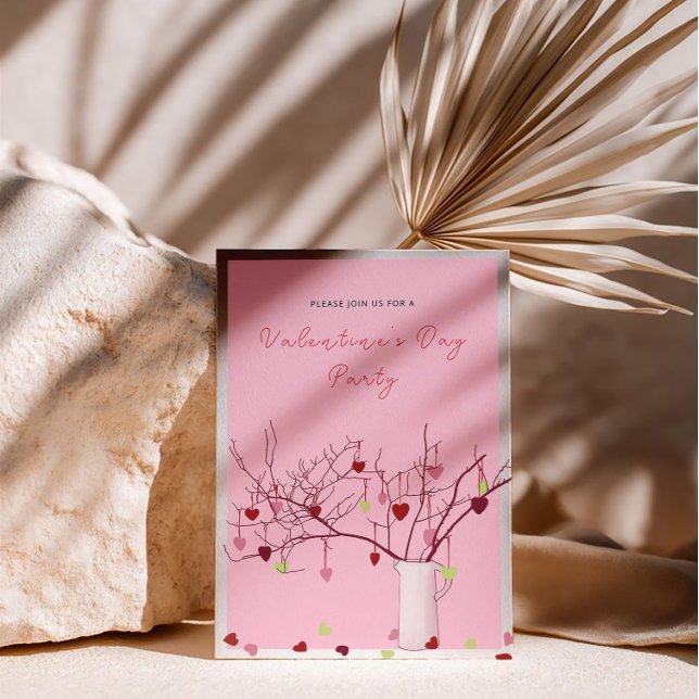 Invitation Fête de la Saint-Valentin – Branche de cœur sur fo (Créateur téléchargé)