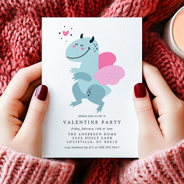 Invitation Fête de la Saint-Valentin Cœur de Dragon Mignon (Créateur téléchargé)