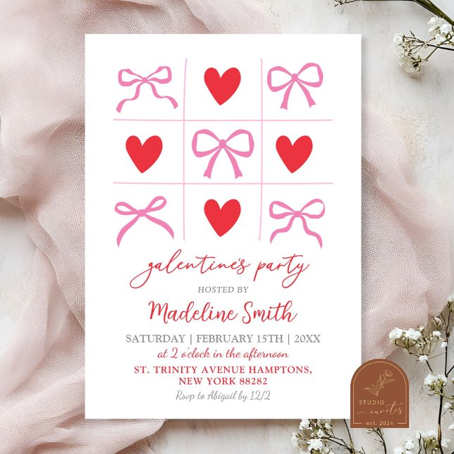 Invitation Fête de la Saint-Valentin coquette dessinée à la m (Créateur téléchargé)