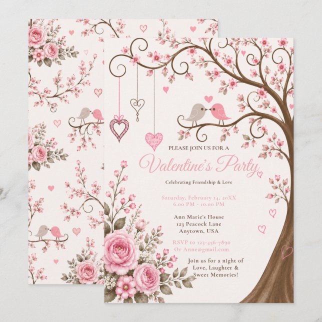 Invitation Fête de la Saint-Valentin en fleurs (Devant / Derrière)