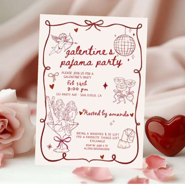 Invitation Fête de la Saint-Valentin en pyjama (Créateur téléchargé)