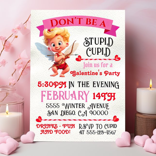 Invitation Fête de la Saint-Valentin Galentine Cupid bête (Créateur téléchargé)