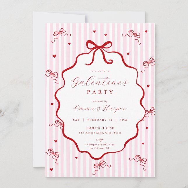 Invitation Fête de la Saint-Valentin Galentine Rose Rouge Fan (Devant)