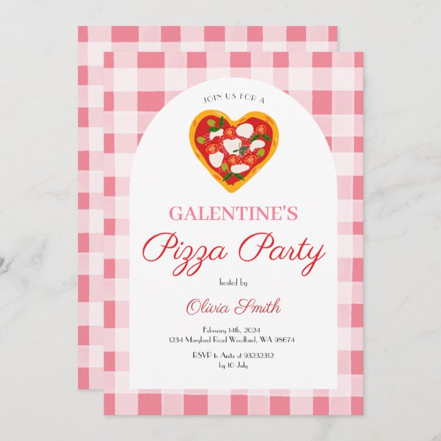Invitation Fête de la Saint-Valentin Galentine's Day Party (Devant / Derrière)