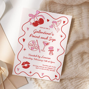 Invitation Fête de la Saint-Valentin Galentines Peinture et V