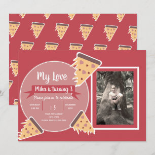 Invitation Fête de la Saint-Valentin Pizza Party Enfants Phot