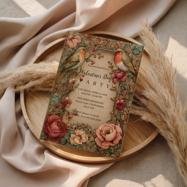 Invitation Fête de la Saint-Valentin Songbirds & Roses (Créateur téléchargé)