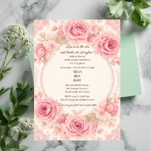Invitation Fête de la Saint-Valentin Vintage Roses Roses Rose