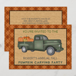 Invitation Fête de la sculpture Citrouille Halloween Camion d