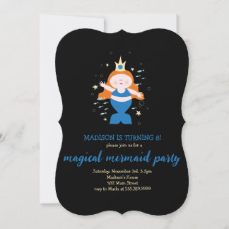 Invitation Fête de la Sirène Blue Sea Life fête d'anniversair