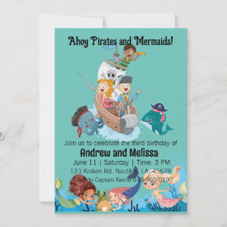 Invitation Fête de la Sirène et du Pirate