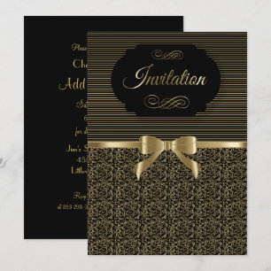 Invitation Fête de la Soirée Noir & Or   Texte DIY