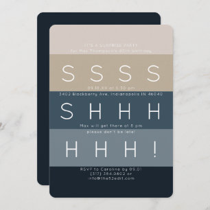 Invitation Fête de la surprise bleue de Stripes modernes