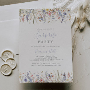 Invitation Fête de la surprise du Fleur sauvage Multicolore d