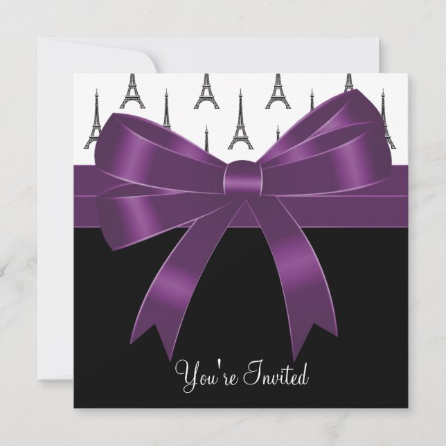 Invitation Fête de la Tour Eiffel de Paris Violet Prune (Devant)