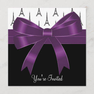 Invitation Fête de la Tour Eiffel de Paris Violet Prune