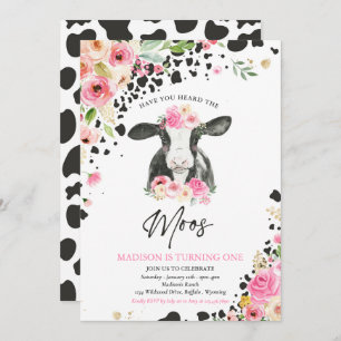 Invitation Fête de la vache Fête rose Floral Ranch Anniversai