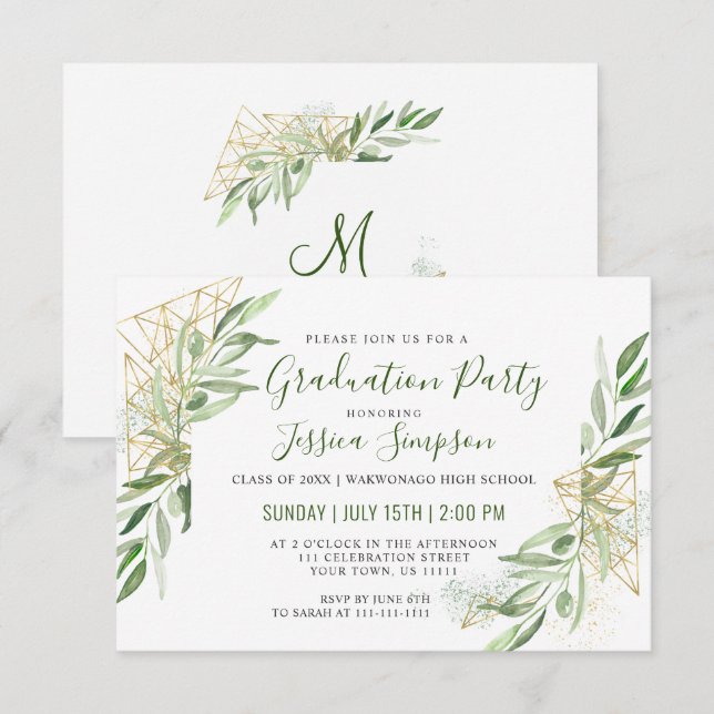 Invitation Fête de la verdure de la Branche d'Olivier moderne (Devant / Derrière)