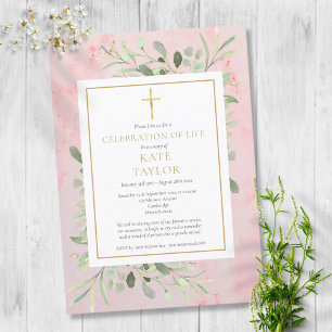 Invitation Fête de la verdure de la vie funéraire Marbre rose