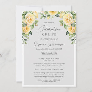 Invitation Fête de la vie 4 Photo Funérailles de Rose Jaune